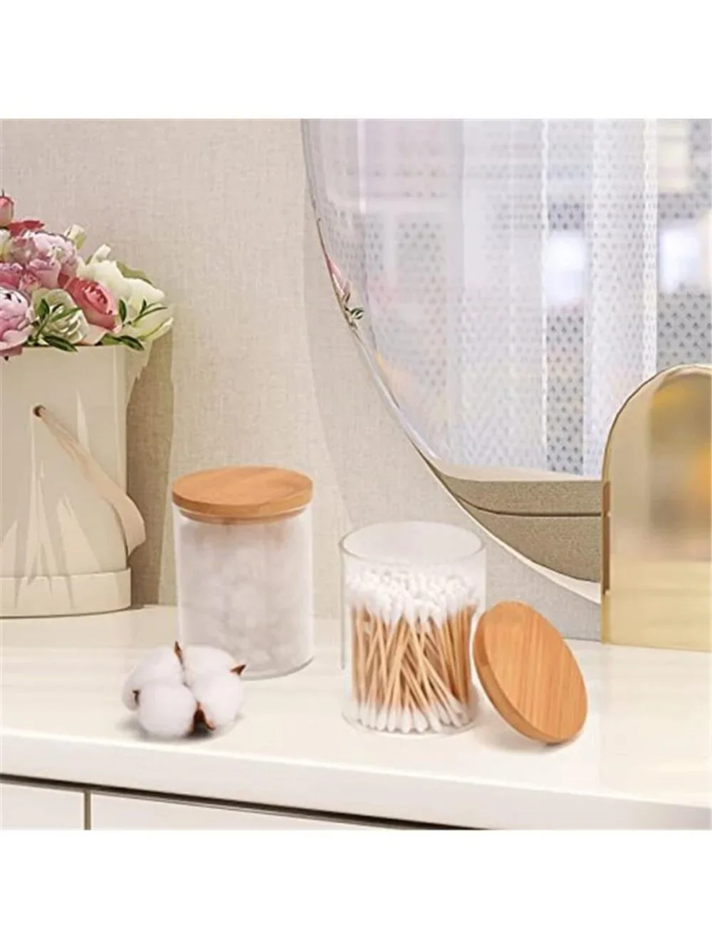 2 Pack Glass Qtip Holder Dispenser for Cotton Ball,Swab,Pads,Floss